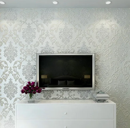 Кремово белые Дамасские обои для гостиной и спальни|damask wallpaper|bedroom wallpaperliving room