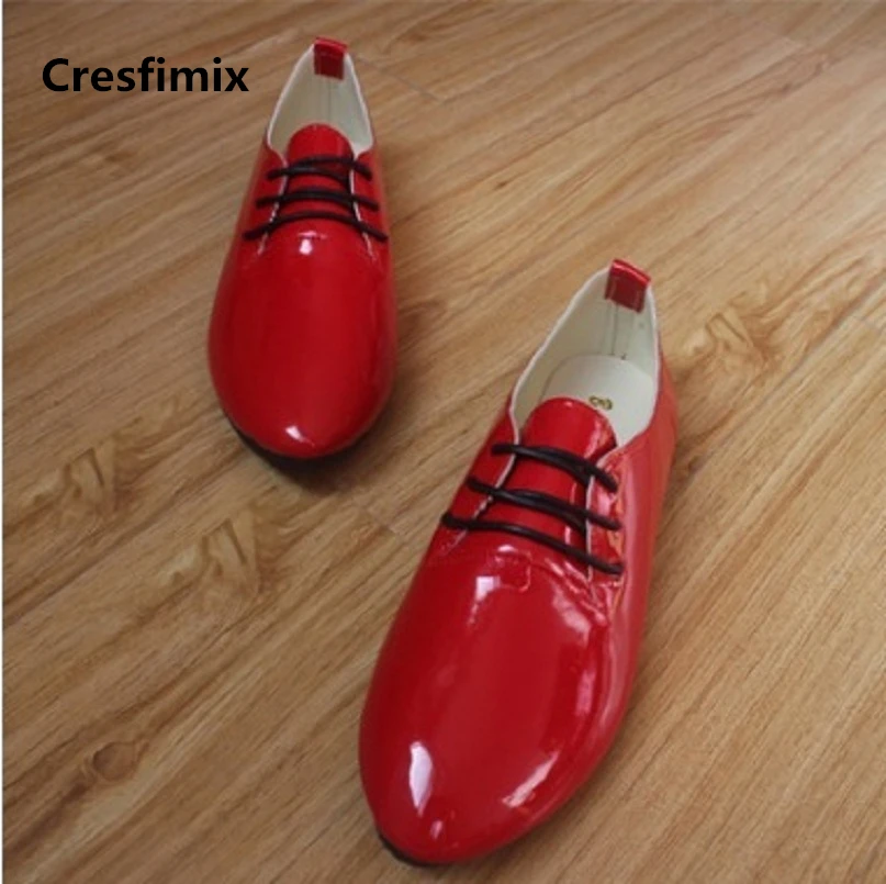 

Cresfimix sapatos femininas; Женская Удобная обувь из искусственной кожи на шнуровке; Обувь на плоской подошке Женская классная однотонная модная обувь на плоской подошве с острым носком; a687