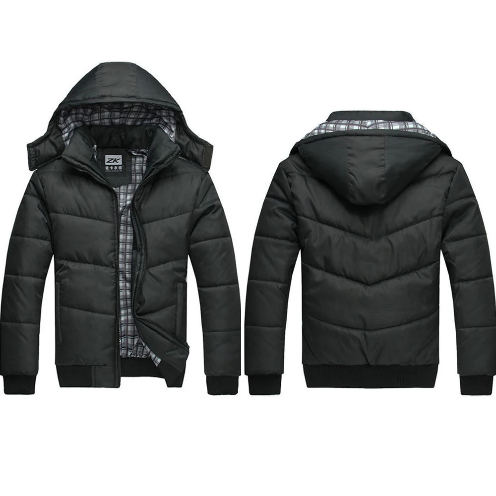 SHOWNO Men Hooded Warm Winter Parka Down Quilted Puffer Jacket Coat Outerwear