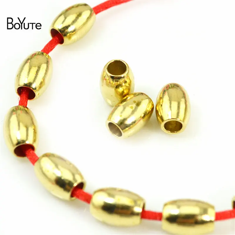 

BoYuTe 100Pcs 3*5MM 4*6MM 5*8MM 6*8MM Metal Brass Oval Spacer Beads Diy Rosary Beads Jewelry Making