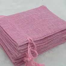 100 шт. 9.3x13.5 см Розовый конопли/Гессе Сумки, ювелирные изделия Чехлы, свадебной, ювелирные изделия упаковка, подарок Сумки-hb091303