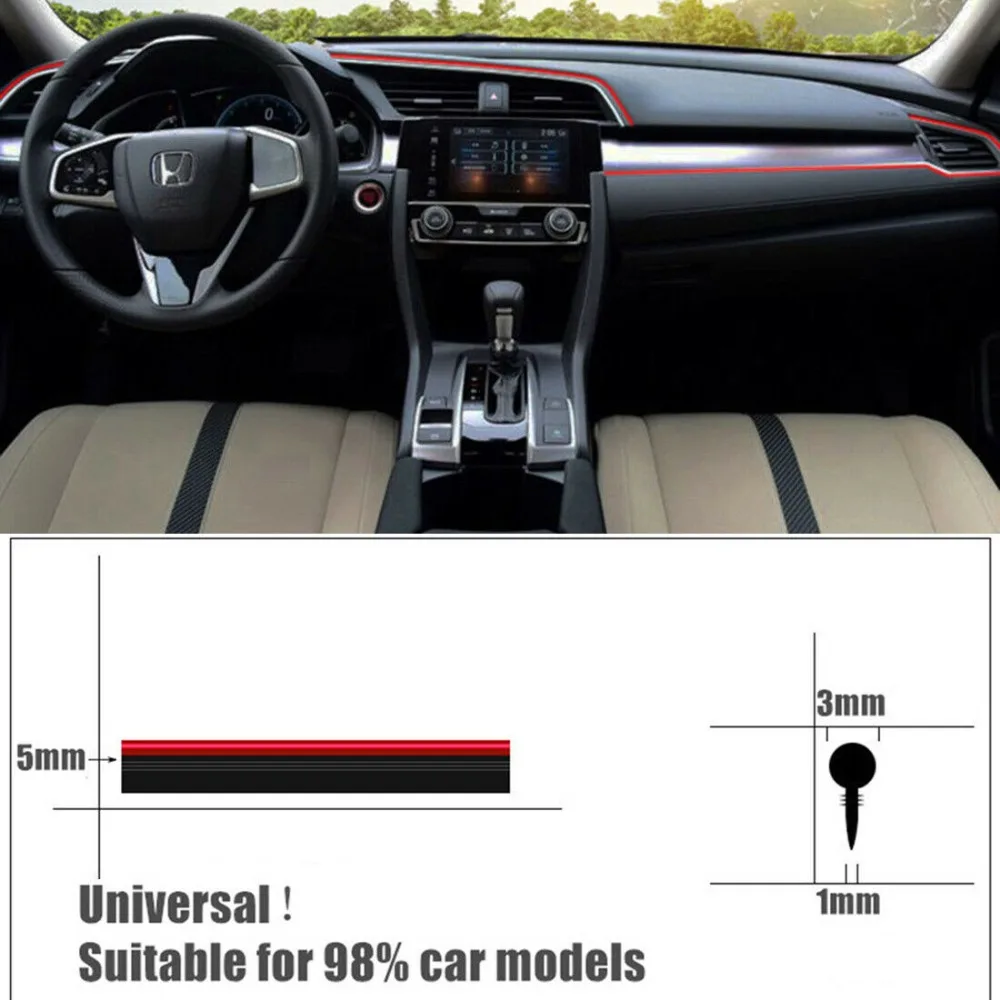 5 м автомобильный Стайлинг интерьера полосы формовочная Отделка приборной панели края двери для Honda HR-V Fit Accord Civic CR-V city jazz