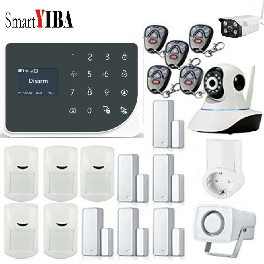 

SmartYIBA Burglar Alarm System Smart Home Intelligent GSM GPRS SMS Wifi Alarm System Security APP Remote Control Smart Socket
