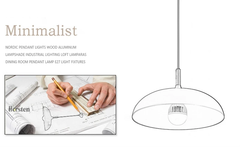 Horsten Nordic Simple Modern Pendant Lights Wood Aluminum Lampshade Industrial Lighting Loft Dining Room Pendant Lamp E27 (1)