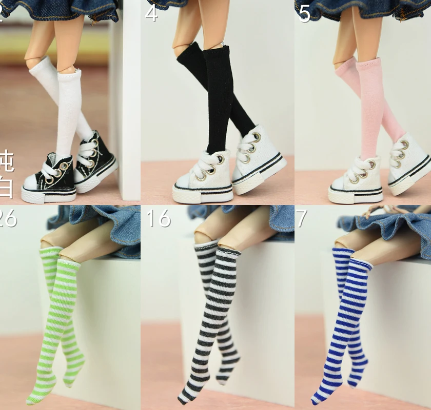 

High Resilience stripe Sock Colorful Stockings Leggings Clothing Outfit Doll Accessories For 1/6 Barbie Blythe Xinyi Fr2 PP Doll