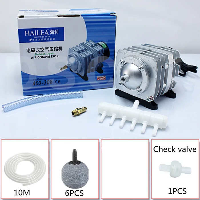 Аквариумный электромагнитный аэрационный насос высокой мощности AC пруд с рыбой кислородный насос компрессор большой выход воздуха - Цвет: HAILEA ACO-308 A SET