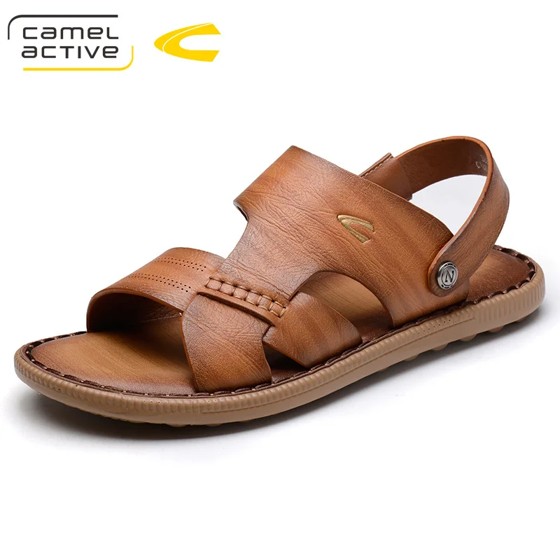 Коричневый Camel Active летние туфли-лодочки из натуральной из воловьей кожи, для мужчин обувь для Для мужчин взрослых дышащая Нескользящая износостойкая пляжные защитная обувь для тяжелой промышленности - Цвет: Коричневый