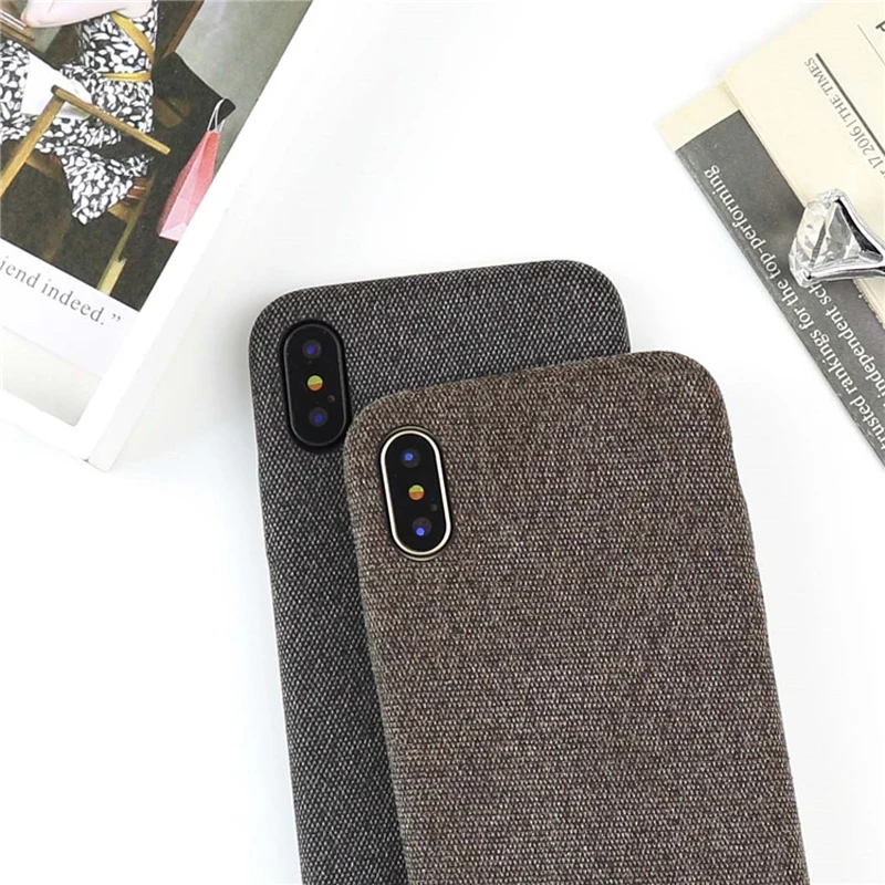 Tela Simple caso suave de la textura TPU para iphone 6 6 S 7 8 más X lona silicona para iphone 8 7 más X funda capa caso