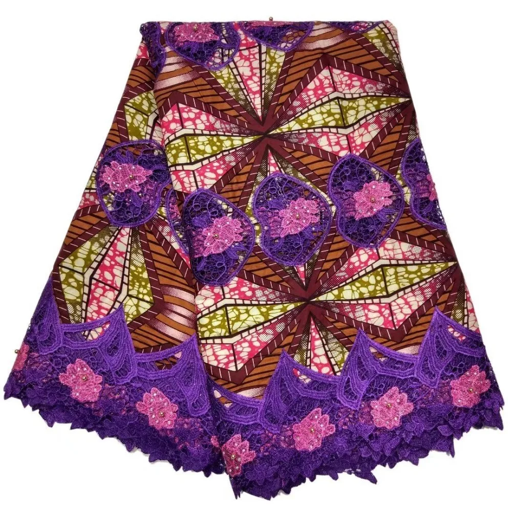 

Africa Wax Print African Hot Cord Lace Fabric With Beads 2018 New Design Nigerian Net Lace Holland Wax Fabric!DF-2644
