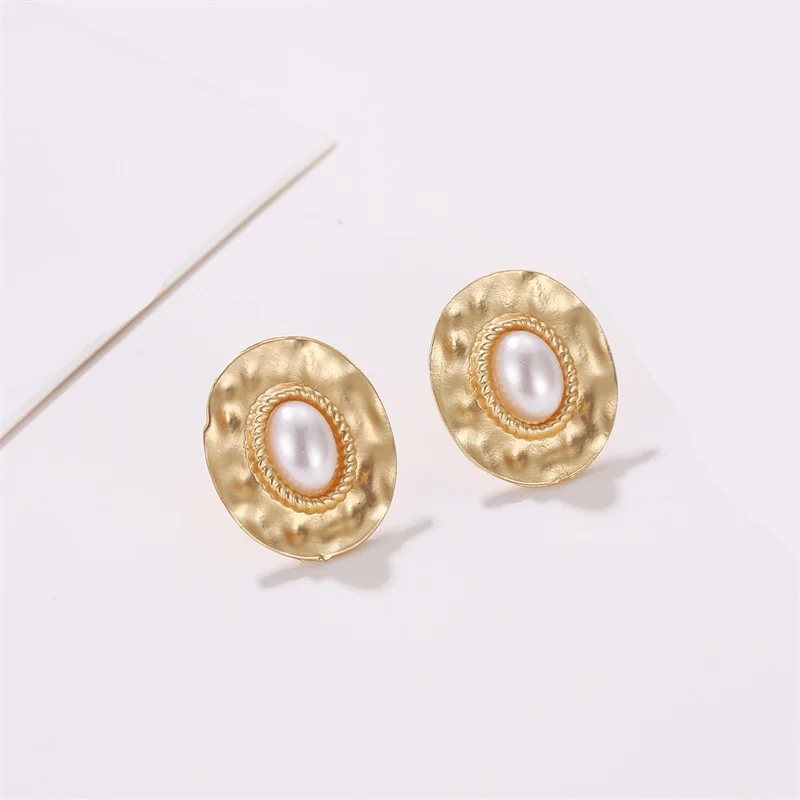 Ufavoirte корейский дизайн металлические золотые геометрические Необычные круглые квадратные серьги-гвоздики с натуральным пресноводным жемчугом для женщин подарок для девочек
