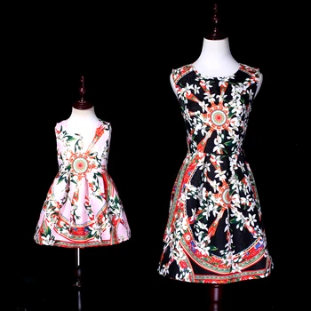

Mother Daughter Dresses Summer 2019 Women Lady Girls Elegant Floral Vestidos for Mother and Daughter Clothes Family Look Dress