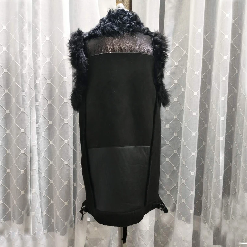 Real sheep fur coat women sleeveless genuine lamb fur leather vest famale sheepshearing fur vest woman winter jacket free ship Coats
