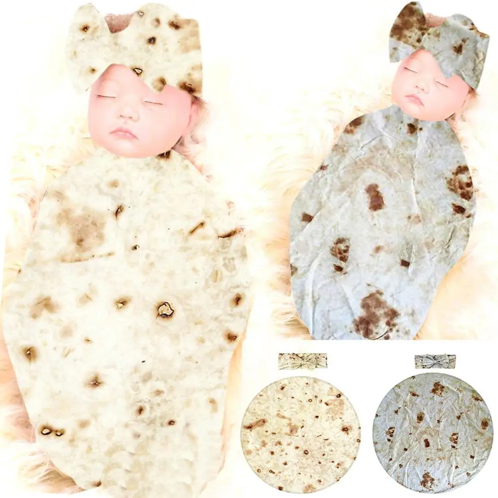 

Burrito Blanket Baby Flour Tortilla Swaddle Blanket Sleeping Swaddle Wrap Sets 2pcs Soft bowknot