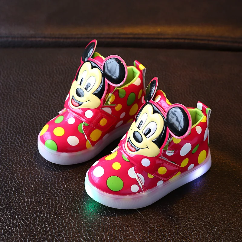 

Kids Shoes With Led Light Boys Sneakers Spring Autumn New Lighted Fashion Girls Mickey LED Light Shoes Children Shoes Size 21-30