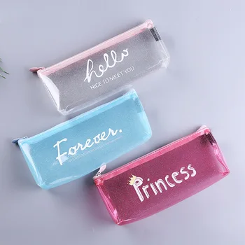 

Jelly Color Cute Pencil Bag Student Pen Bag Girl Heart Transparent Stationery Bag Creative Cartoon High Capacity Pencil Holder