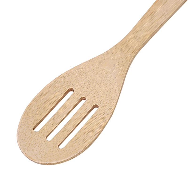 ABLA 4pcs 4 Pieces Pure Bamboo Solid Turner, Spatula, Slotted Spoon and Spoon Kitchen Essentials Cooking Utensils Tool Set