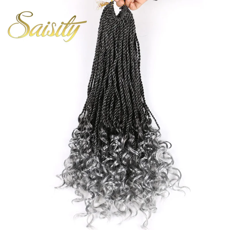 

Saisity 18Inches ombre Senegalese twist crochet braids hair 32 strands / pack synthetic braiding hair extensions
