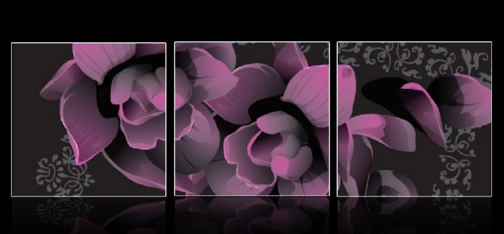 3 Panel Modern Painting Home Decorative Art Picture Paint On Canvas 3 Panel Modern Painting Home Decorative Art Picture Paint On Canvas Prints Dark Purple Flowers In Calligraphy From Garden