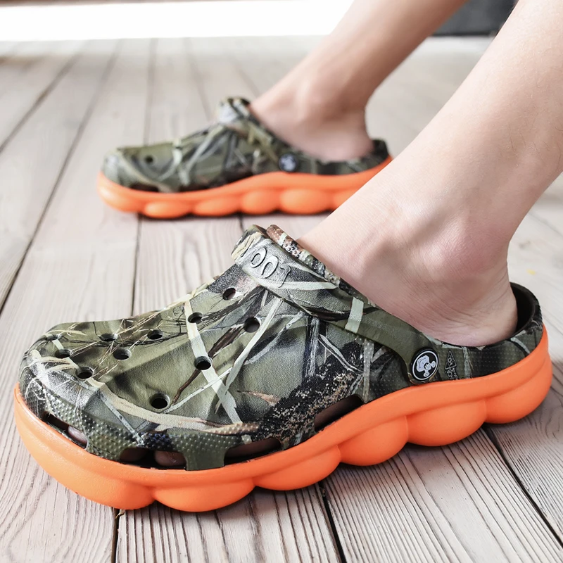 Allwesome Croc Shoes Men Summer Jelly Sandals Platform Massage Camouflage Flip Flops Garden Clogs Buty Crocsnessinglys 2019
