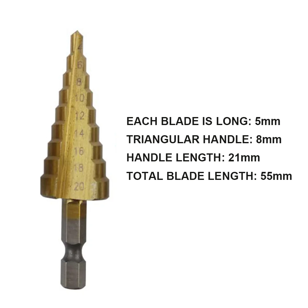 High Speed Step Dril Bit 4-20MM HSS 4241 Durable Hex Titanium High Speed Step Dril Bit 4-20MM HSS 4241 Durable Hex Titanium