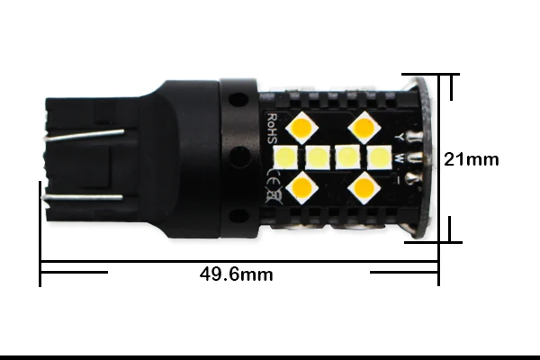 Нет Hyper Flash 7443 светодиодный Canbus 21 Вт W21/5 Вт T20 горки белый/желтый светодиодный лампы для Габаритные огни/указатели поворота 12 V