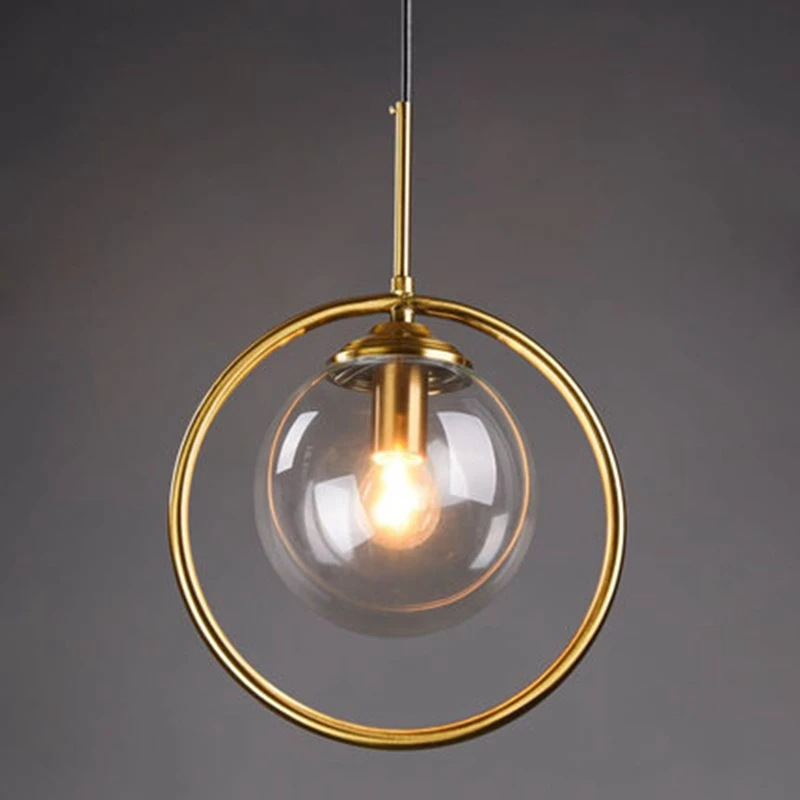 

Loft Modern Pendant Light Bedside Hanging Lamp Kitchen Island Suspension Bedroom Magic Bean Gold Glass Ball Lighting