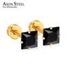 Серьги-гвоздики ASONSTEEL 3-8 мм золотого/серебряного цвета с квадратным фианитом и винтом для женщин и мужчин, Серьги Для Пирсинга Ушей 316L, ювели... ► Фото 1/6