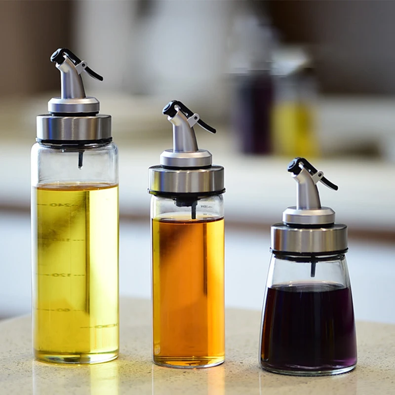 Стеклянный диспенсер оливкового масла, набор бутылок уксуса, без капельного масла, кухонные инструменты
