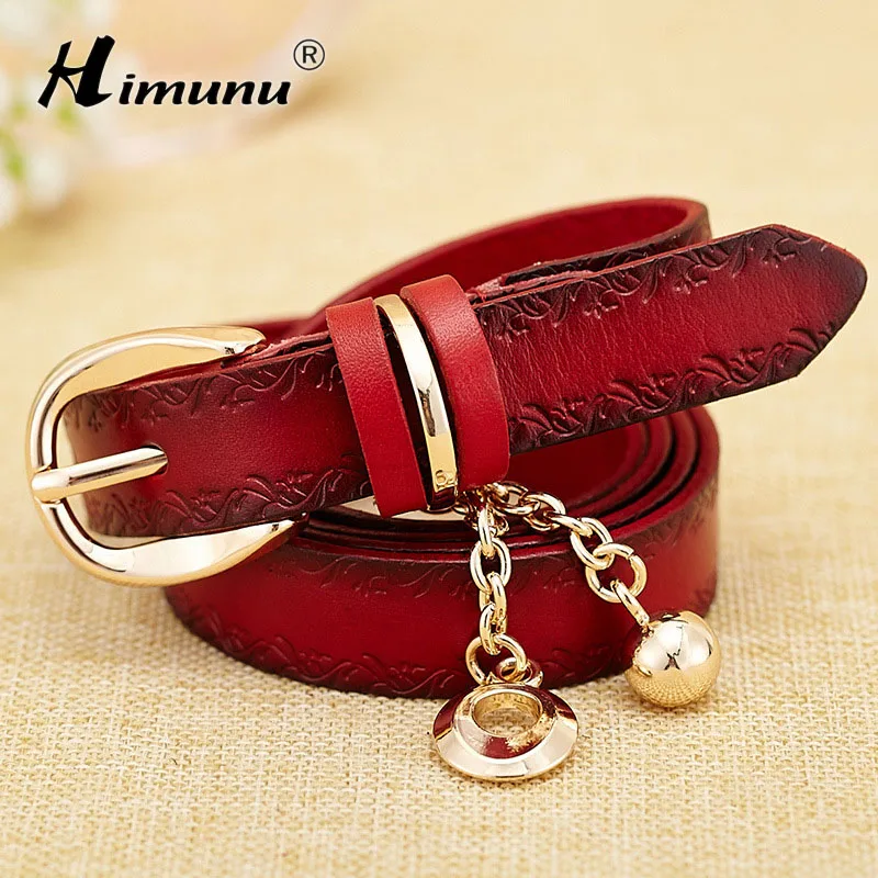 

Luxury Genuine Leather Female Belt for Women Pin Buckle Cowhide Leather Jeans Belts Women Metal Chain Rock Style