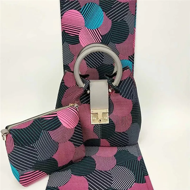 

New arrival Hollandai' wax bag 3 pieces/set,high quality woman handbag 6yards real Hollandai' dutch wax fabric YBG1116