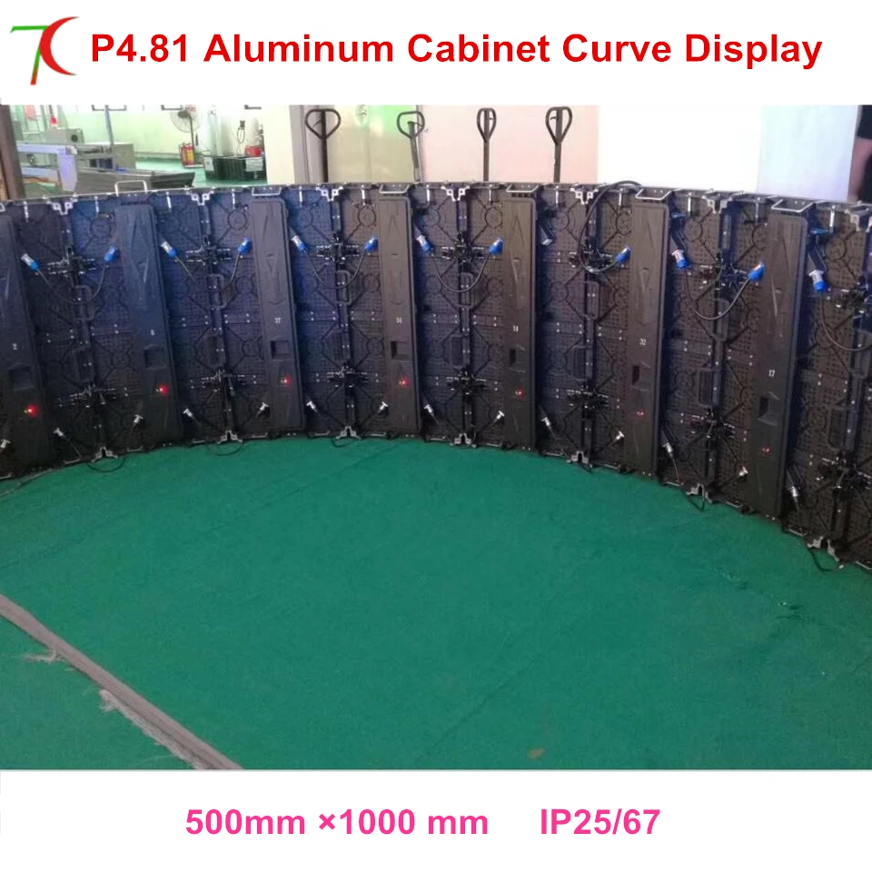 

Curve led screen P4.81 indoor 500*1000mm die-casting aluminum rental cabinet led display