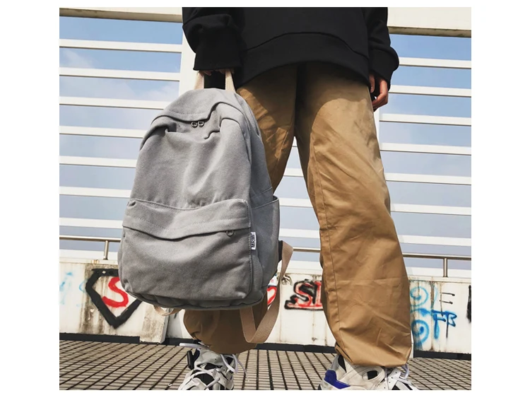 Janespri High Quality Backpack Canvas Women Backpack Solid Mochila Escolar Girls Laptop Backpack School Bags Backpack for teens_16
