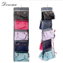 5-layer Pockets Hanging Storage Bag Canvas Handbag Organizer Closet Rack Hangers with 10 Pockets for Hanging Storage Bags