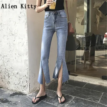 

Alien Kitty Fashion Ankle-Length Slim Jeans Female 2018 New Autumn High Waist Split Skinny Denim Flare Pants Women Pantalon