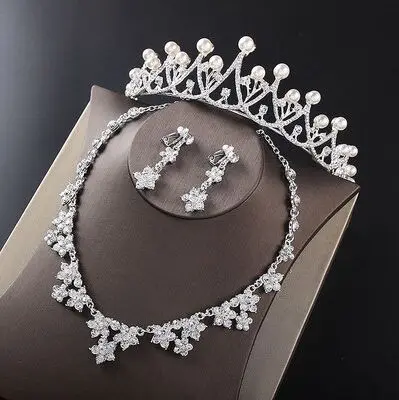 2017 New Silver Crystal Necklace Earrings for Women Wedding Jewelry Sets Whit K Plated Bridal Jewelry Sets With Tiaras & Crowns (5)