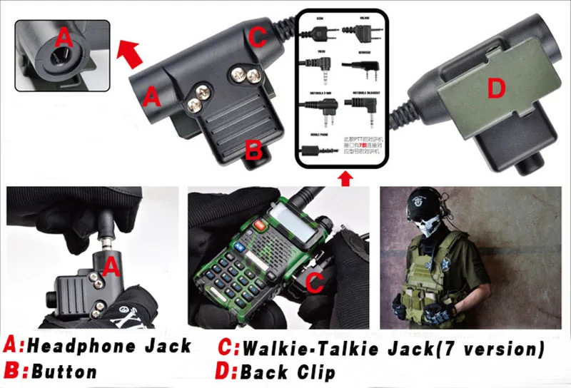 Z Tac Bowman Elite II наушники для охоты U94 PTT для Kenwood Midland тактическая гарнитура Z027-FG+ Z113