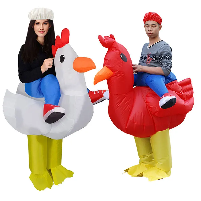 

Halloween Adults Ride on Animals Inflatable Costumes Fancy Big Cock Walking Grownups Inflatable Clothing Carnival Costume Props