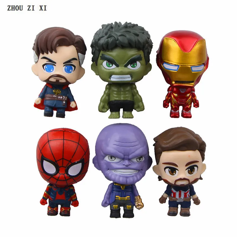 

6 pcs/lot marvel legends anime action figure fridge magnets perfect quality anime figurine spider man thanos toys for children