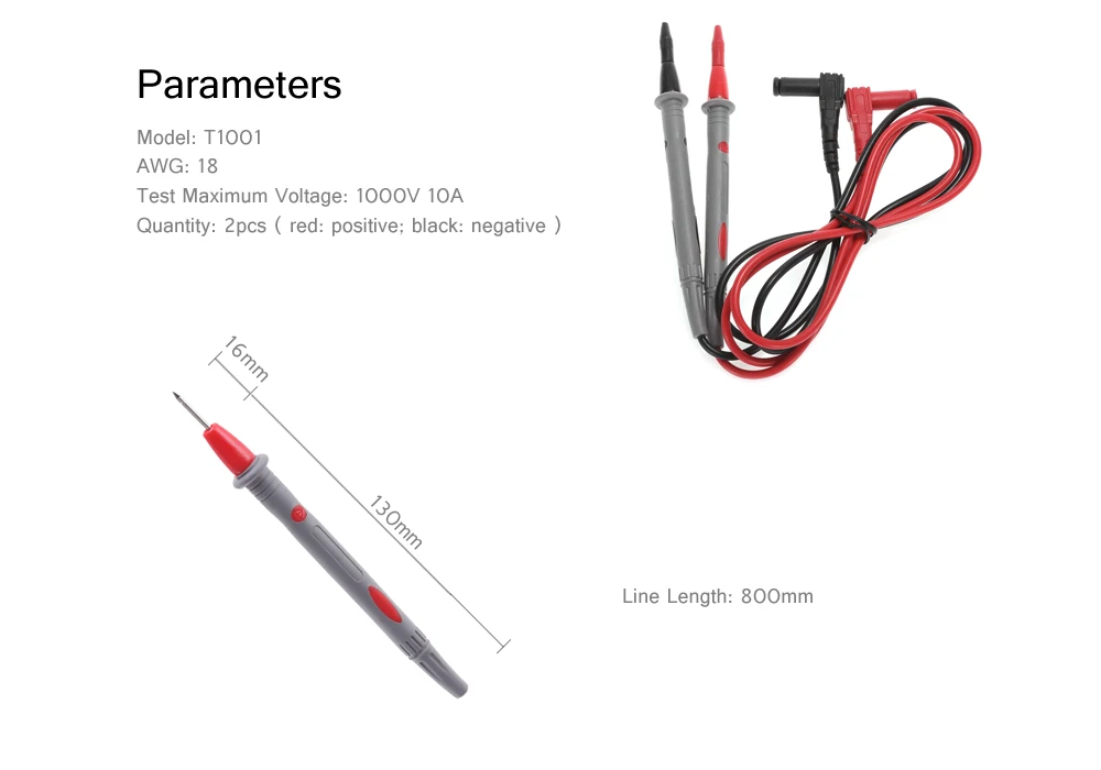 BSIDE T1001 Universal 1000V 10A Digital Multimeter Ultra-sharp Test Lead Kit