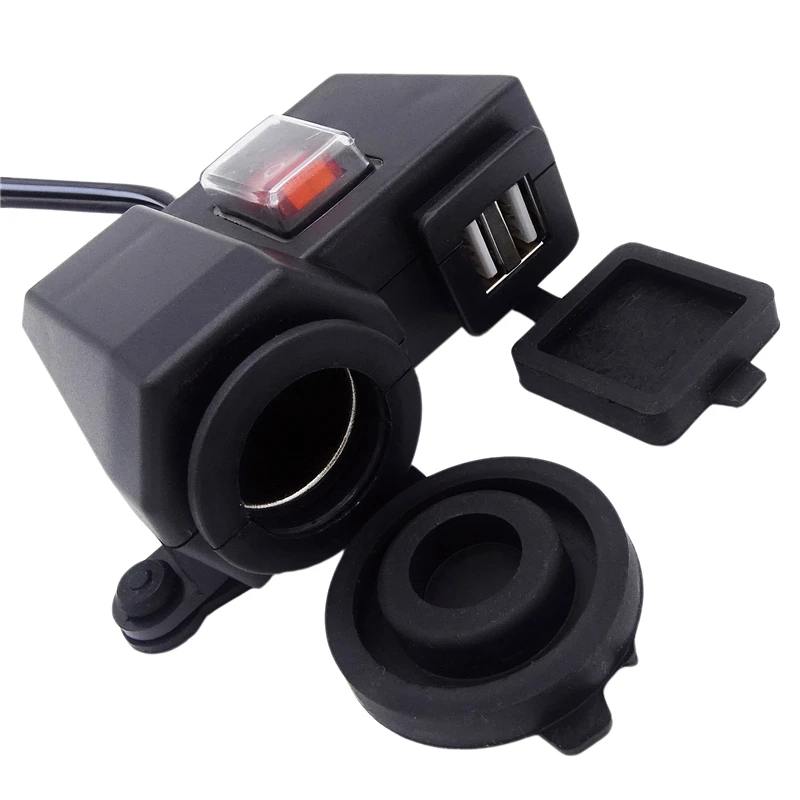 

Motorcycle Cigarette Lighter Socket Adapter 12V 4.2A Dual Outlet Led Display Voltmeter With Cigarette Butts Switch On/ Off