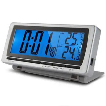 

Hot Sale Digital LCD Display LED Blue Backlight Car F/C Thermometer Clock Alarm Sensor