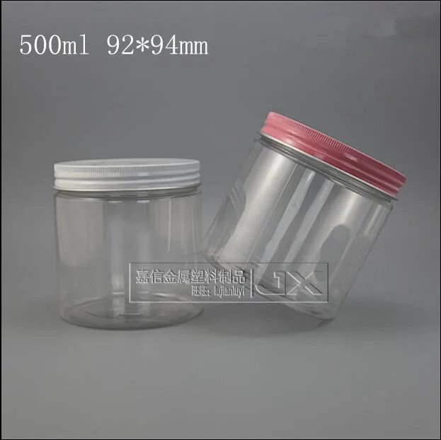 

500ML Clear Plastic Jar bottle Wholesale Retail Originales Refillable Cosmetic Cream Butter Honey Pill Empty Containers jars