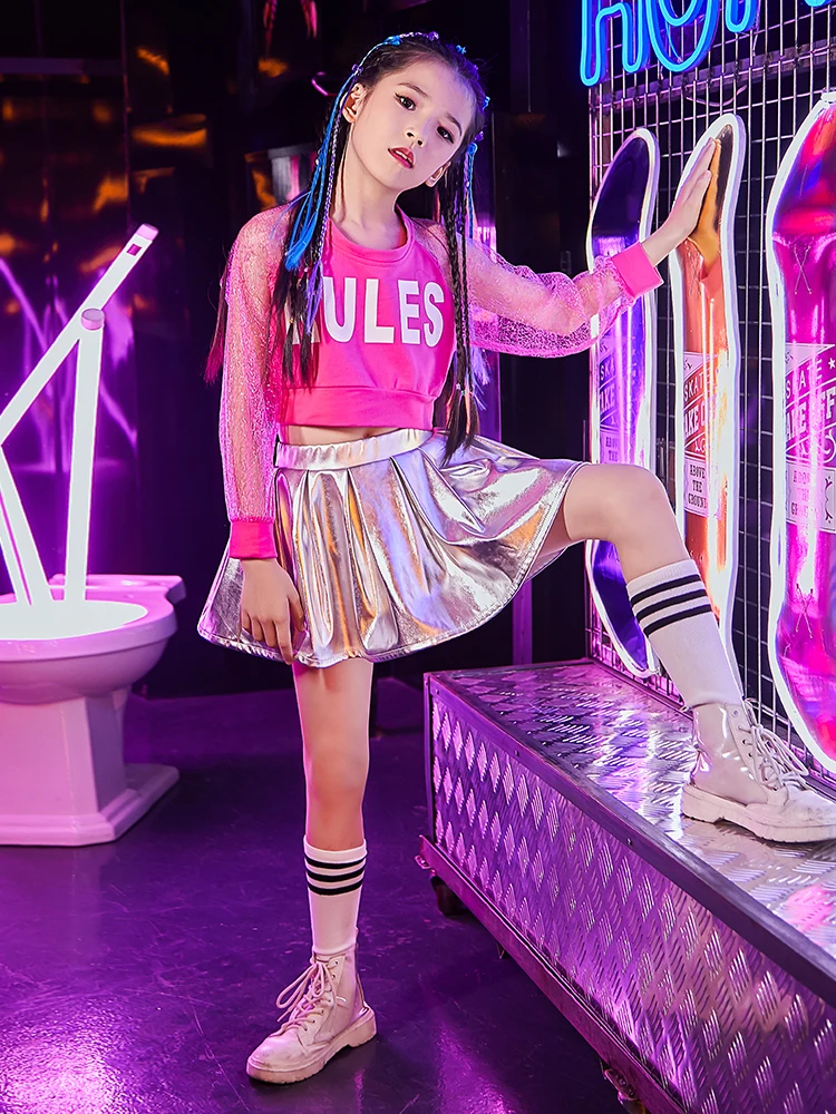 

Children's Street Dance Suit Summer Girls Jazz Umbilical Skirt Costumes Girls Hip Hop Jazz Dance Performance Clothing