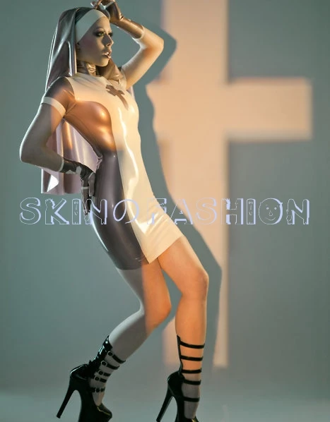 

Free shipping !! Maid short sleeves latex dress+hat(not including gloves)