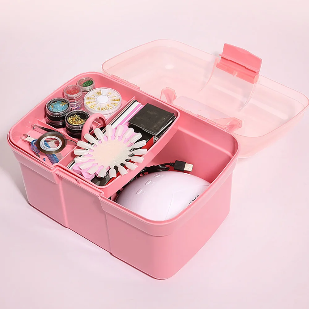  Hand-held Desktop Nail Art Storage Box Plastic Scissors Makeup Organizer Jewelry Nail Polish Pen Co