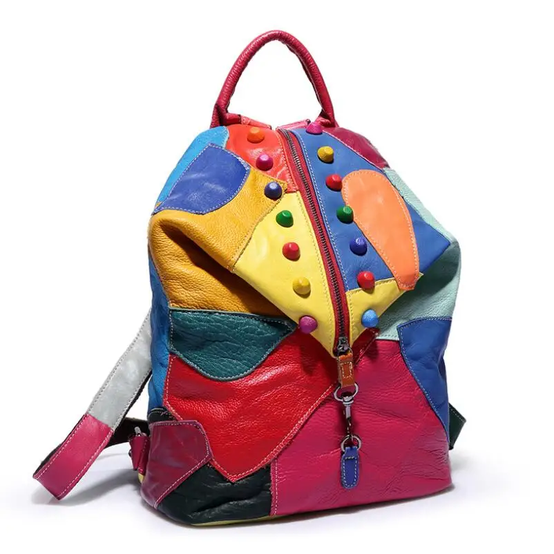 

High Quality Cowhide First Layer Knapsack Male Computer Bag School Bags Fashion Genuine Leather Color Travel Backpack