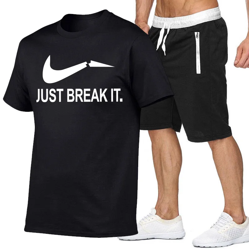 

Newest summer round neck short sleeve men t-shirts+shorts suits men cotton cover t-shirts fashion brand just print tshirt Sports