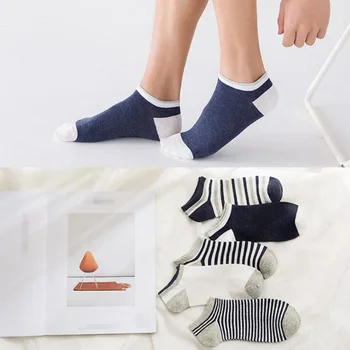 

ankle socks casual Polyester cotton elastic short for spring autumn summer Men Man Male Boy wave srip design