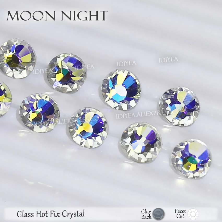 Стразы Moon Night с горячей фиксацией для рукоделия одежды плоской задней