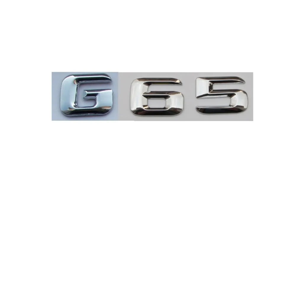 

Chrome Shiny Silver ABS Car Trunk Rear Number Letters Words Badge Emblem Decal Sticker for Mercedes-Benz G65